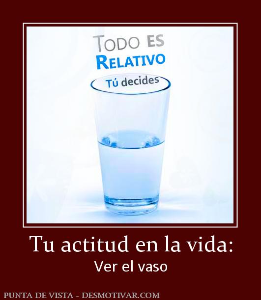 Tu actitud en la vida: Ver el vaso