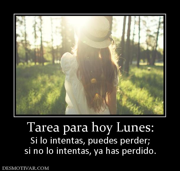 Tarea para hoy Lunes: Si lo intentas, puedes perder; si no lo intentas, ya has perdido.