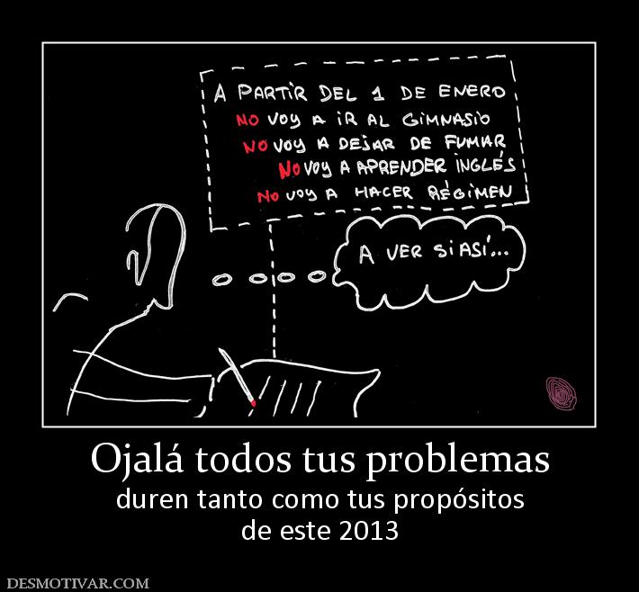 Ojalá todos tus problemas duren tanto como tus propósitos de este 2013