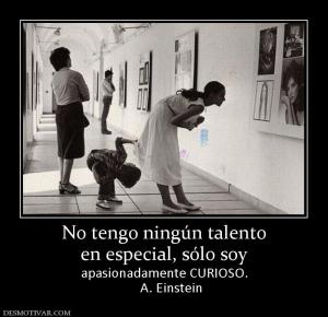 No tengo ningún talento en especial, sólo soy  apasionadamente CURIOSO.     A. Einstein