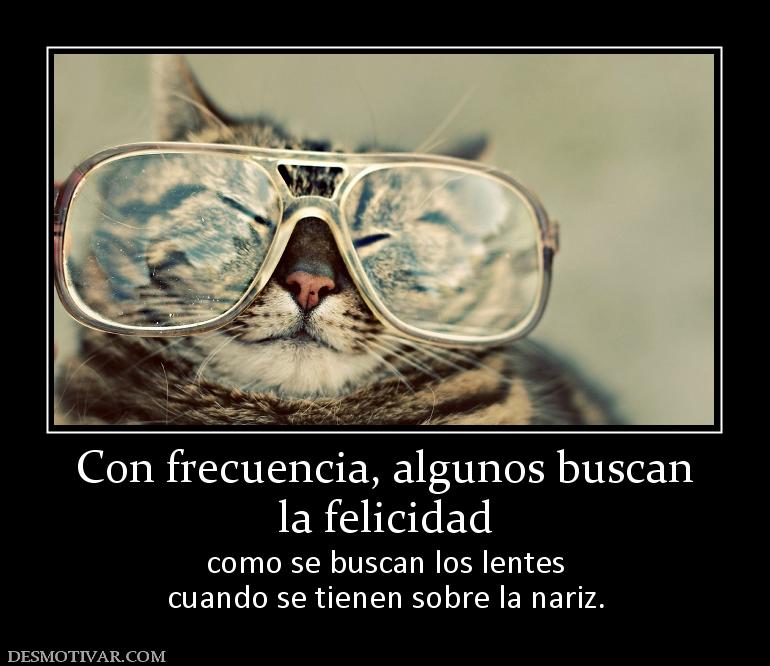 Con frecuencia, algunos buscan la felicidad como se buscan los lentes cuando se tienen sobre la nariz.