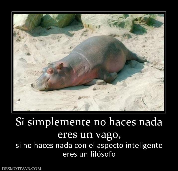 Si simplemente no haces nada eres un vago, si no haces nada con el aspecto inteligente eres un filósofo