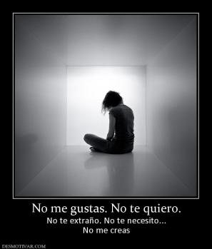 No me gustas. No te quiero. No te extraño. No te necesito... No me creas