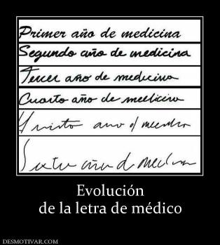 Evolución de la letra de médico