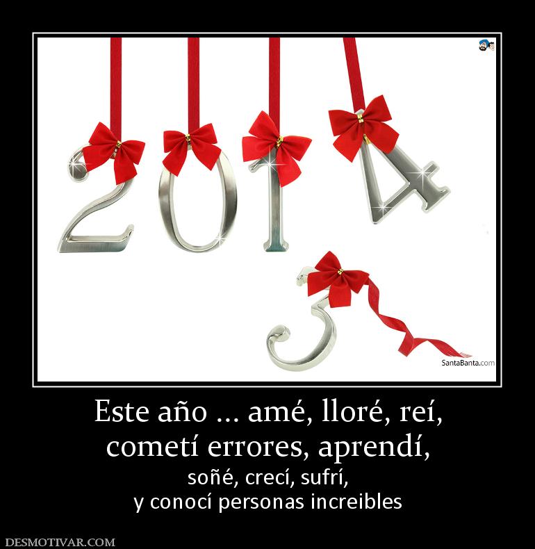 Este año ... amé, lloré, reí, cometí errores, aprendí,  soñé, crecí, sufrí, y conocí personas increibles