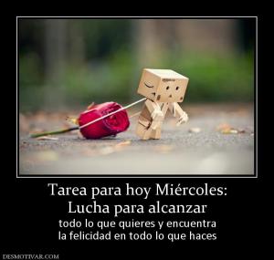 Tarea para hoy Miércoles: Lucha para alcanzar todo lo que quieres y encuentra la felicidad en todo lo que haces