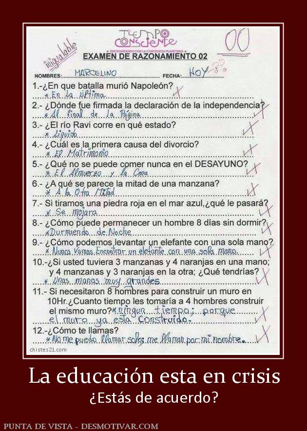 La educación esta en crisis ¿Estás de acuerdo?