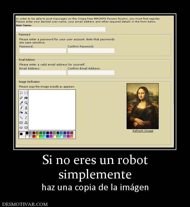 Si no eres un robot simplemente haz una copia de la imágen