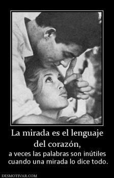 La mirada es el lenguaje del corazón, a veces las palabras son inútiles  cuando una mirada lo dice todo.