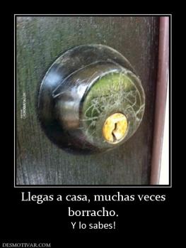 Llegas a casa, muchas veces borracho. Y lo sabes!