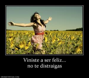 Viniste a ser feliz... no te distraigas