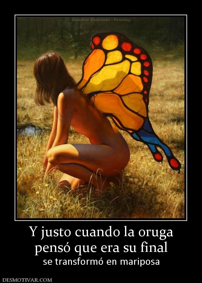 Y justo cuando la oruga pensó que era su final se transformó en mariposa