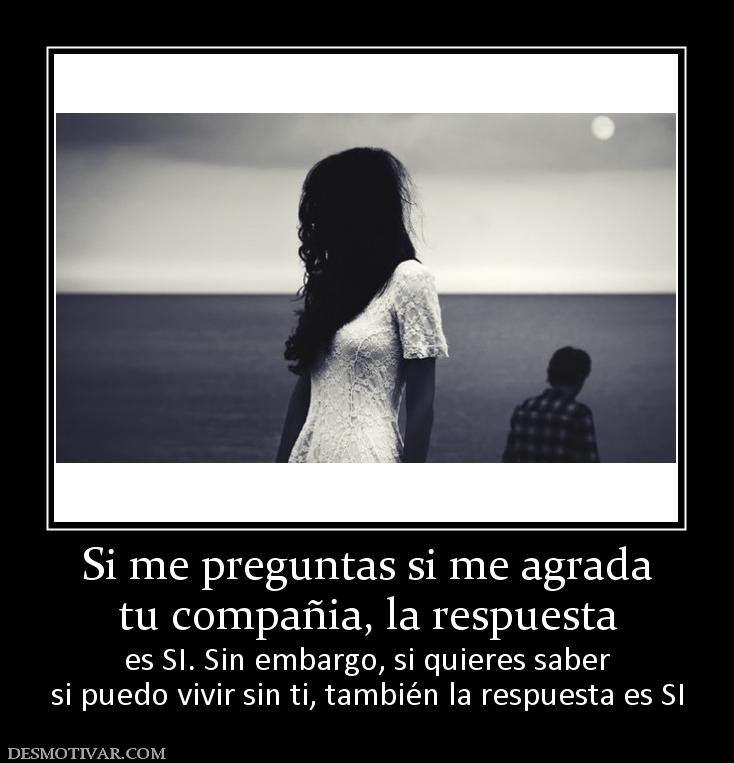 Si me preguntas si me agrada tu compañia, la respuesta es SI. Sin embargo, si quieres saber si puedo vivir sin ti, también la respuesta es SI