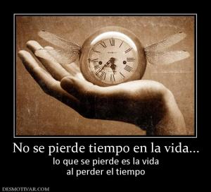 No se pierde tiempo en la vida... lo que se pierde es la vida al perder el tiempo