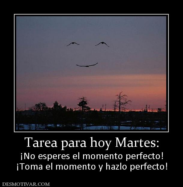 Tarea para hoy Martes: ¡No esperes el momento perfecto! ¡Toma el momento y hazlo perfecto!