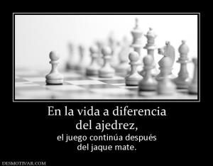 En la vida a diferencia del ajedrez,  el juego continúa después del jaque mate.