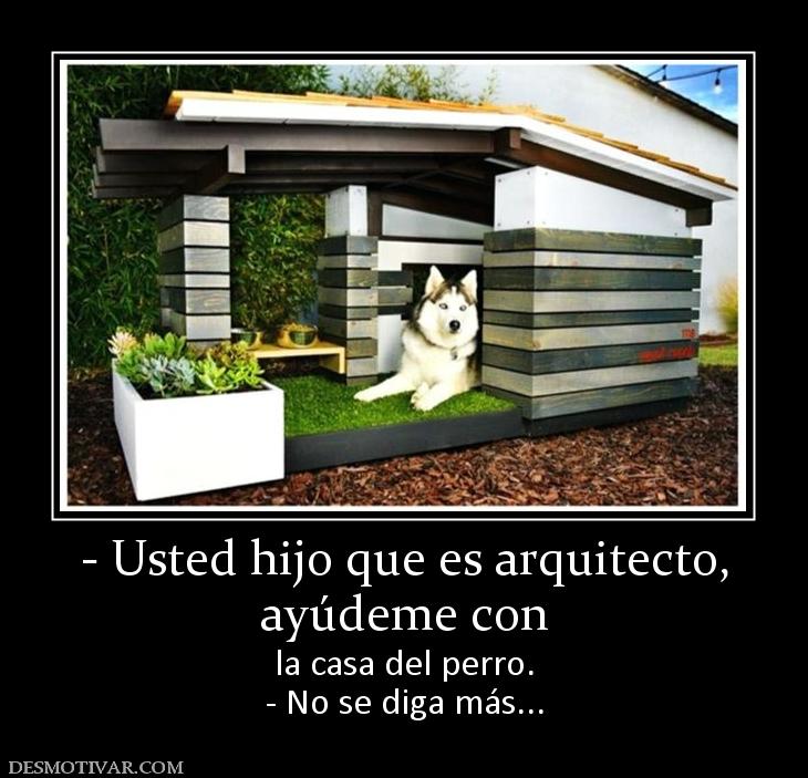 - Usted hijo que es arquitecto, ayúdeme con la casa del perro. - No se diga más...