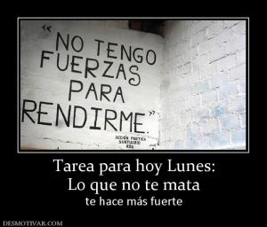 Tarea para hoy Lunes: Lo que no te mata te hace más fuerte