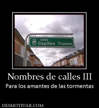 Nombres de calles III Para los amantes de las tormentas