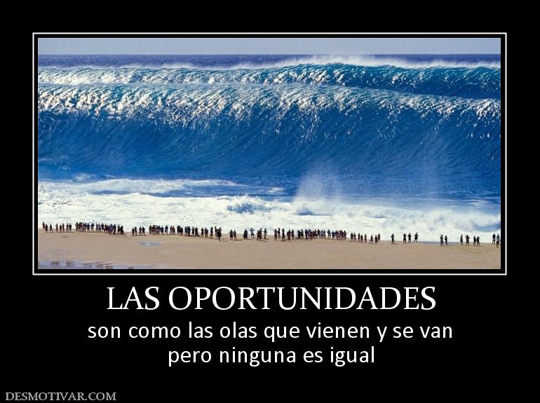 LAS OPORTUNIDADES son como las olas que vienen y se van pero ninguna es igual