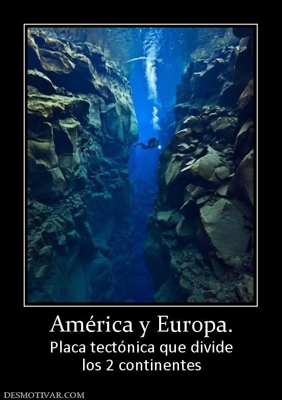 América y Europa. Placa tectónica que divide los 2 continentes