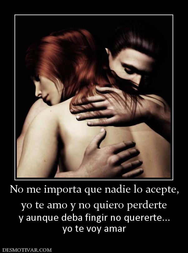 No me importa que nadie lo acepte, yo te amo y no quiero perderte y aunque deba fingir no quererte... yo te voy amar